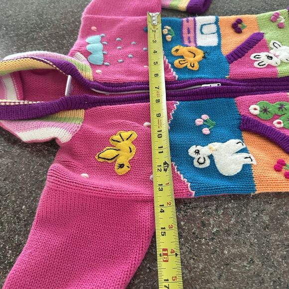 Girls  Embroidered Cardigan Made In Peru pink  embroidered size 8 - Picture 7 of 9